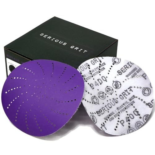 Serious Grit - 5-Inch P400 Grit Ceramic Multi-Hole Sanding Discs - 50 Pack - size: 400 Grit