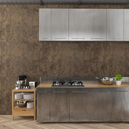 48x354in Extra Wide Concrete Wallpaper Peel and Stick Dark Brown Cement Countertop Contact Paper Waterproof Vinyl Wrap Matte Thick Bubble-Free Design Self-Adhesive Wall Sticker Retro Industrial Style - color: Dark Brown, size: 48" x 354"