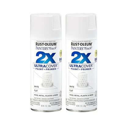 Rust-Oleum Painter's Touch 2X Ultra Cover Spray Paint, Flat White - color: Flat White, size: 12 Ounce (Pack of 2)