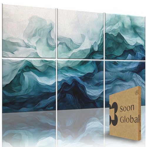 Soon Global Acoustic Wall Panels, Art Acoustic Panels, Aqua Dreams - color: Aqua Dreams, size: 72 X 48 Inches
