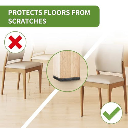 Felt Furniture Pads for Hardwood Floors 48 PCS 1" Square, Black - size: 48PCS 1 inch Square Black