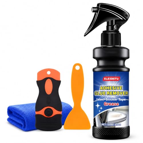 Adhesive Remover for Cars, Gentle Sticker and Decal Residue Remover Spray for Car Paint, Glass, Metal and Plastic, Helps Remove Tape, Label, Emblem and Trim Adhesive, 150ml/5 fl oz - color: 5 Fl Oz(Pack of 1)