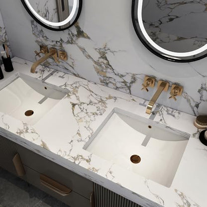 White Gold Marble Granite Contact Paper peel and stick for Kitchen Bathroom Countertops cabinets Wallpapers 32x354inch Thicken Vinyl laminate Wall Counter top sticker Wrapping apartment friendly paper - color: White Gold, size: 32" x 354"