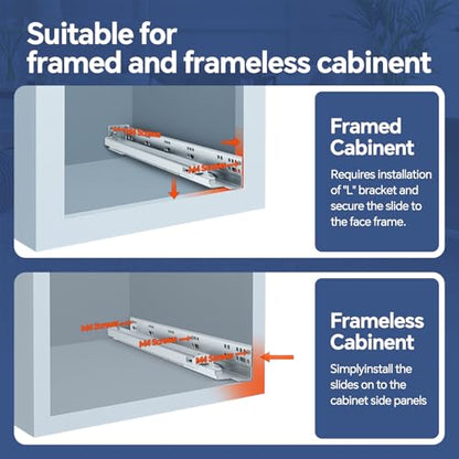 ToBeGreat 18 Inch Undermount Soft Close Drawer Slides - Full Extension - color: Soft Close-6 Pair, size: 18 Inch