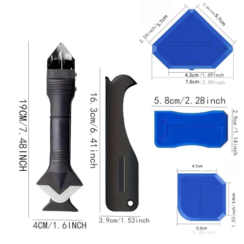 9pcs Silicone Caulking Tool 3 in 1 Stainless Steel Head Scraper Caulk Remover Sealant for Kitchen Bathroom Window - color: 9Pcs