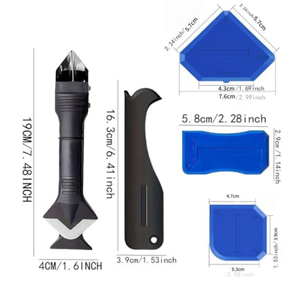 9pcs Silicone Caulking Tool 3 in 1 Stainless Steel Head Scraper Caulk Remover Sealant for Kitchen Bathroom Window - color: 9Pcs