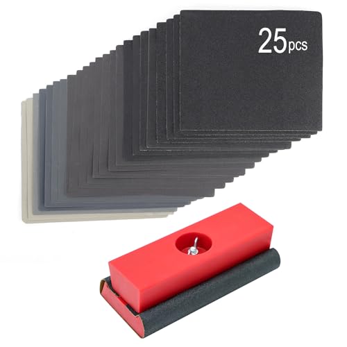SCOTTCHEN Hand Sanding Blocks Auto Body, 25pcs Sandpaper Woodworking Furniture Sander Hand Tool, Grit 120 to 3000 - style: Plastic 1 pack