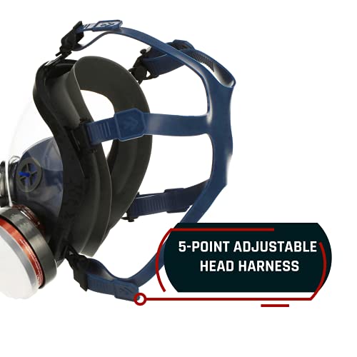 Parcil Distribution Full Face Respirator Mask - Air Purifying, Organic Vapor & Particulate - Industrial Use - CE Tested - color: Pd-100 Inferno Red