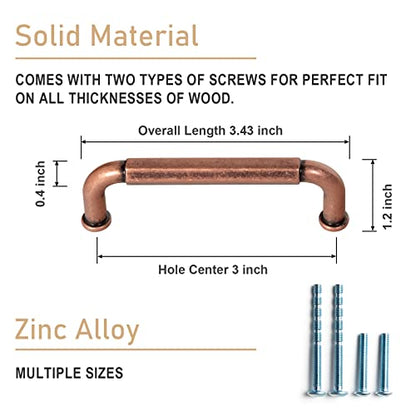 Goo-Ki 6 Pack 3 Inch （76mm） Hole Center Cabinet Pulls Antique Copper Zinc Alloy Kitchen Drawer Pulls Drawer Handles 3.45 Inch Length 2201-AC-76 - color: Antique Copper, size: 3 Inch Hole Centers