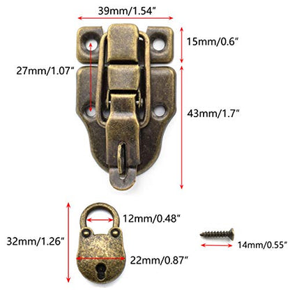 Retro Style Cabinet Duckbilled Toggle Hasp Latch and Antique Padlock Kit