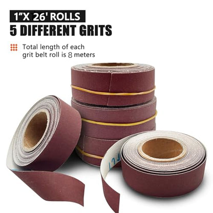 Assorted Sandpaper Rolls Emery Cloth Roll 5 Grits Abrasive Sandpaper Rolls Assorted Sand Paper with Dispenser for Woodworking Automotive Metal Polishing, 150 240 320 400 600 - size: 5roll-8m