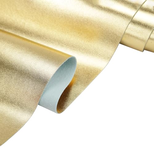 Faux Leather Fabric Smooth Solid 54" x 36" (Golden) - color: Golden