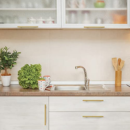 Ravinte Brushed Brass Cabinet Handles, 5 Pack Drawer Pulls, 7-1/2 in - size: 7-1/2 Inch Hole Centers