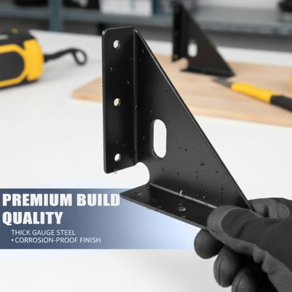 8 Pcs Heavy Duty Gusset Joints, Trapezi Corner Code (Black) - color: 8 Pcs Gusset Joints（black）