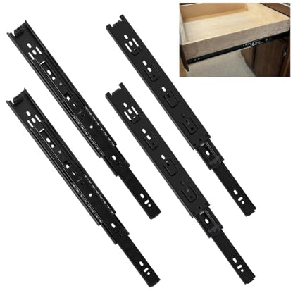 2 Pairs of 8 Inch Duty Drawer Slides,Cabinet Slides 3-Section Full Extension Ball Bearing Side Mount,for Dresser, Cabinet, Kitchen 100 LB Capacity