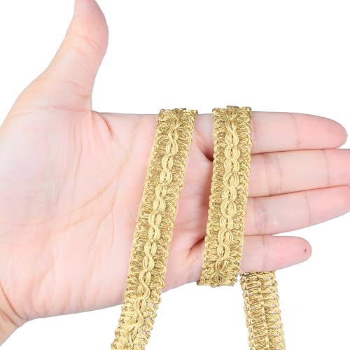 BEL AVENIR Gimp Braid Trim Cord 1.6 cm/0.63 inch Wide, 10 Yard Fabric Trim - color: Light Gold
