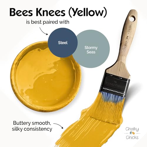 Chalky Chicks Bees Knees 32 Fl Oz Chalk Paint for Furniture All in One - color: Bees Knees (Yellow), size: 32 Fl Oz (Pack of 1)