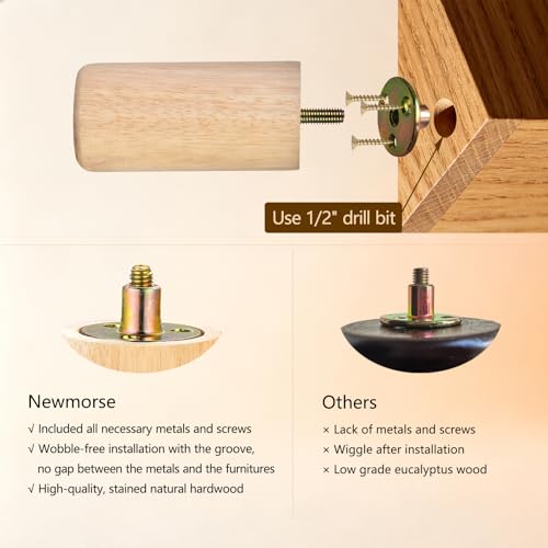 4 Inch Round Wood Furniture Legs Set of 4, with Mounting Screws, Cabinet, Chair, Ottoman, Dresser (4 Inch Unfinished) - color: 4 Inch Unfinished
