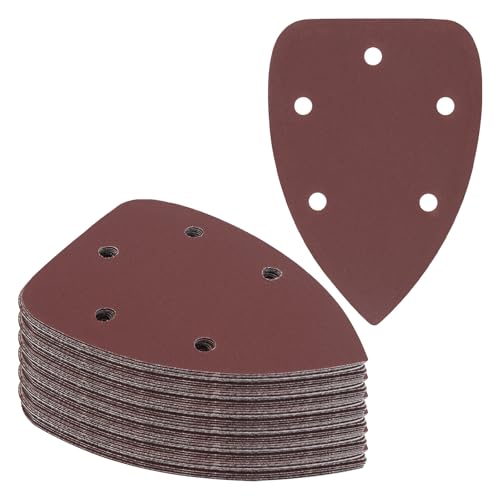 ChgImposs 60 Pcs Mouse Detail Sander Sanding Paper, 5 Hole Sanding Pads 80 150 240 320 400 600 Grit 10 Each of, Hook and Loop Sandpaper Pads for Palm Sander
