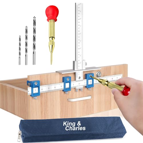 King&Charles Metal Cabinet Hardware Jig, Auto Center Punch+Point Drill Bits - style: PRO-Metal
