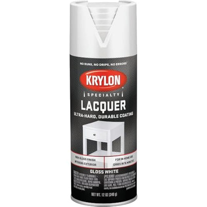 Krylon K07031777 Gloss White Lacquer Spray, 12 oz. - color: White, size: 12 Ounce (Pack of 1)