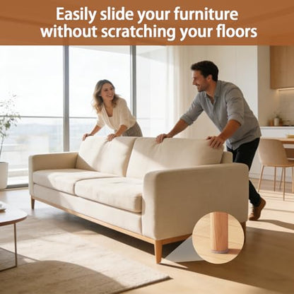 Felt Furniture Pads 114 PCS, 7 Sizes, Felt Pads for Chair Legs, Suitable for Round and Square Chair Legs, to Prevent Scratches, Reduce Noise and Protect the Floor (Beige)
