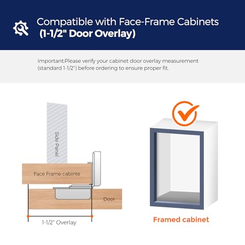 Satin Nickel Soft Close Cabinet Hinges,1-1/2 Inch Overlay,60 Pack (30 Pair) - size: 1-1/2 inch Overlay