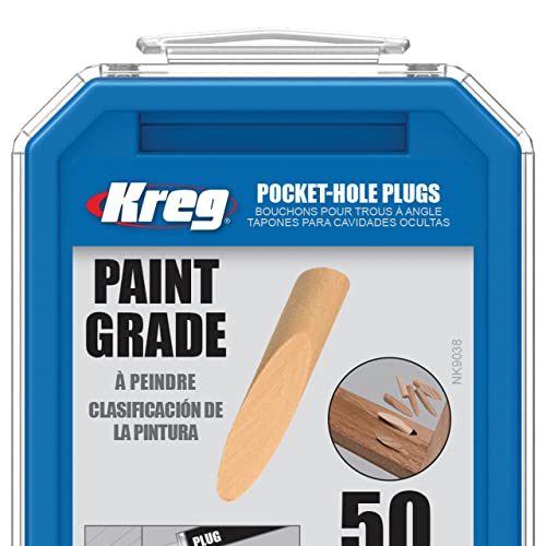 Kreg Solid-Wood Pocket-Hole Plugs, Paint Grade, P-PNT 50 Count - color: Paint Grade Plugs