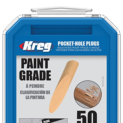 Kreg Solid-Wood Pocket-Hole Plugs, Paint Grade, P-PNT 50 Count - color: Paint Grade Plugs