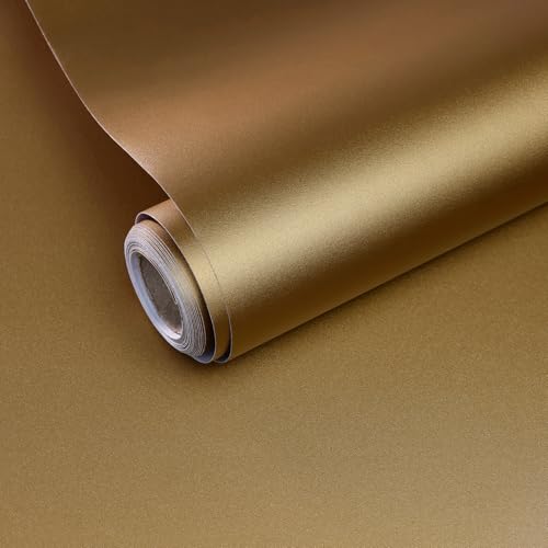 Yun-aeon Thick Metallic Dark Gold Peel and Stick Wallpaper 15.7"x 472" - color: Dark Gold, size: 15.7" x 472"