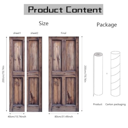 arricraft 2 Sheets Self-Adhesive Door Sticker, 31.5x78.7inch Dilapidated Wooden Doors Pattern Door Murals Stickers PVC Removable Wallpaper Decoration for Bedrooms Living Room - style: Dilapidated Wooden Door