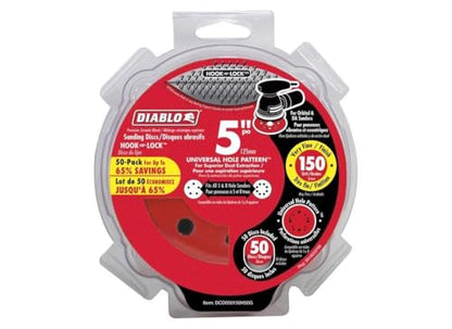 Diablo Hook and Lock ROS Sanding Discs - 5", 150 Grit, Fine, 50-Pack - style: 150-Grit, Fine - Pack of 50