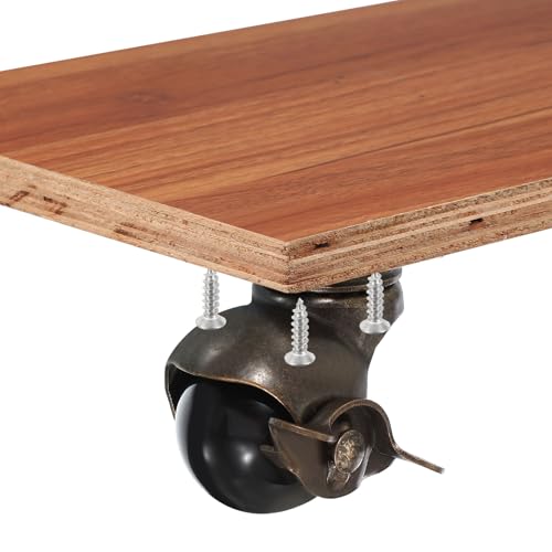 PATIKIL 1.5 Inch Ball Caster Wheels with Brake, 4 Pack 360° Rotating Swivel Top Plate Wheels 298 lbs Total Capacity Locking Caster with M4 Screws for Furniture Table Cabinet Bronze - color: Bronze, size: 1.5 Inch