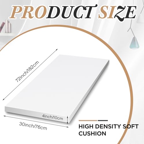 Domensi Upholstery Foam 4" Thick X 30" Width X 72" Length, White - color: White, size: 4" Thick X 30" Width X 72" Length