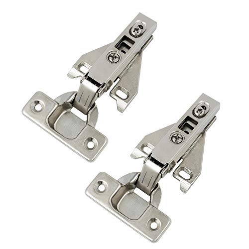 Probrico 10 Pairs（20 Pack） Kitchen Cabinet Hinges for Face Frame Cabinet, Concealed Cabinet Hinges Brushed Satin Nickel with Mounting Screws - size: 10 Pairs