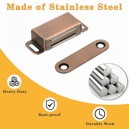 Alise Magnetic Cabinet Latch Cabinet Door Catch Clasps Red Bronze,4 Pcs - color: Red Bronze, size: 1-Small Size