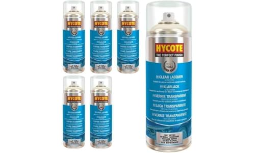 Hycote Clear Coat Spray Paint, Lacquer 13.5 Oz (Pack of 6) – High Gloss Protective Finish – Durable UV Resistant – Quick Drying Acrylic – For Metal, Plastic, Automotive & Ceramic Surfaces, 400ml - color: Clear Coat Lacquer, size: 81.2 Ounce (Pack of 1)