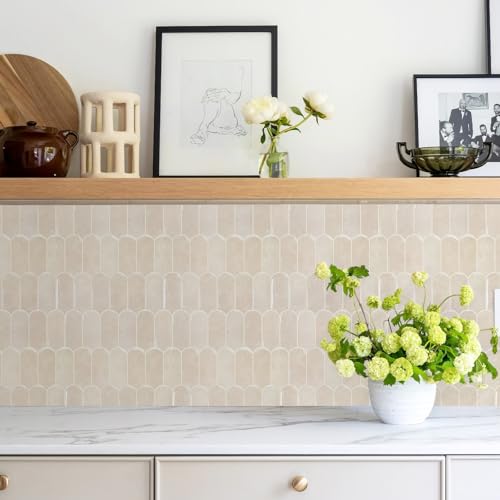Vamos Tile Thicker Peel and Stick Backsplash Tile,Pinkish Beige,10-Sheet - color: Pinkish Beige With Beige Grout