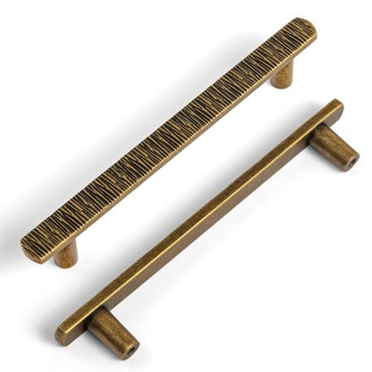 Goo-Ki 5 Inch(128 mm) Hole Centers Luxurious & Sturdy Zinc Alloy Cabinet Handls,Antique Brass Cabinet Pulls for Kitchen,Drawer,Cupboard & Wardrobe,6 Pack - color: Antique Brass, size: 5.0 inch (128 mm) Hole Centers, style: Pulls With No Backplate