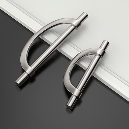 Amerdeco 10 Pack Brushed Satin Nickel Cabinet Pulls 5 Inch(128MM) Hole Centers Kitchen Cabinet Handles Hardware Kitchen Handles for Cabinets Cupboard Handles Drawer Pulls - color: Brushed Satin Nickel, size: 5"/128MM Hole Center, style: 10 Pack