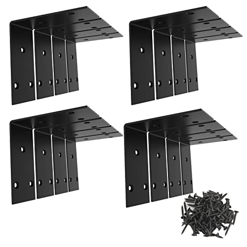 Black Stainless Steel Corner Bracket L Brackets Metal Corner Brace - size: 3.4x3.4x2
