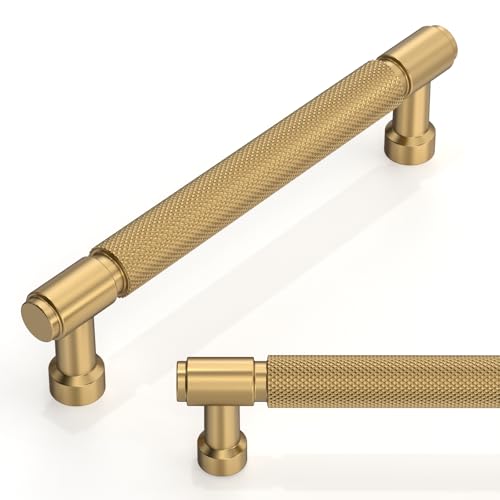 10 Pack Champagne Bronze Knurled Cabinet Pulls 5 Inch(128mm) Kitchen Cabinet Handles Cabinet Hardware for Drawer Pulls - color: Champagne Bronze, size: 5" Hole Center