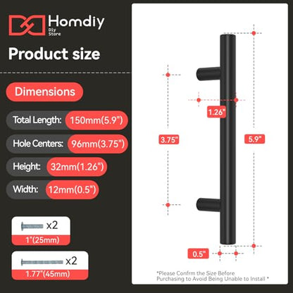 homdiy Black Cabinet Handles 20Pack 3-3/4inch Hole Center Kitchen Drawer Pulls and Knobs Stainless Steel Cabinet Hardware for Bathroom, Cupboard - color: Black, size: 3-3/4in hole centers