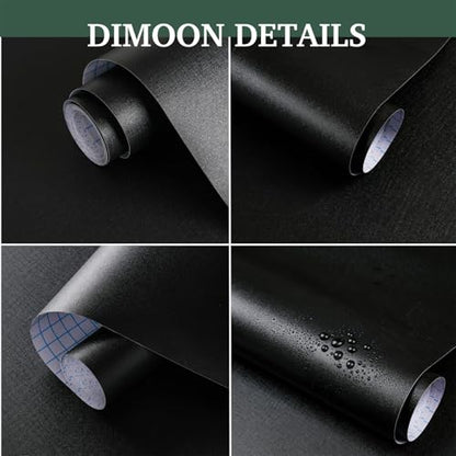 Dimoon 17.7''x78.7'' Peel and Stick Wallpaper Black Contact Paper for New Environmentally Friendly Materials Thickening Upgrade Embossed Renter Friendly Wall Paper Modern Vinyl Wrap Countertop Bedroom - color: Black, size: 17.7" x 78.7"