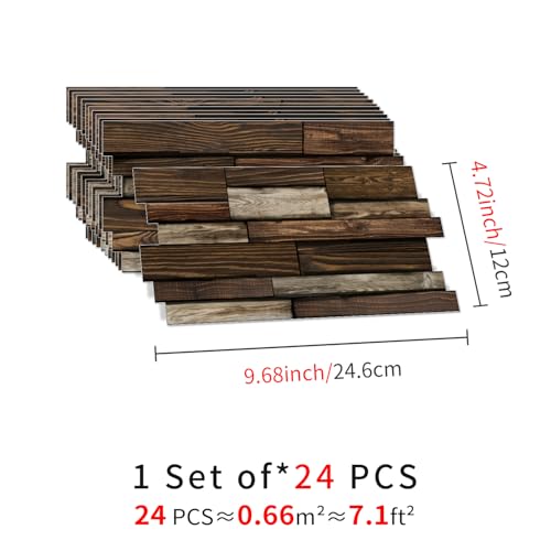 Peel and Stick Backsplash Tile Wall Stickers 24pcs 9.68x4.72 inch - color: Hzw-xy-htp-105