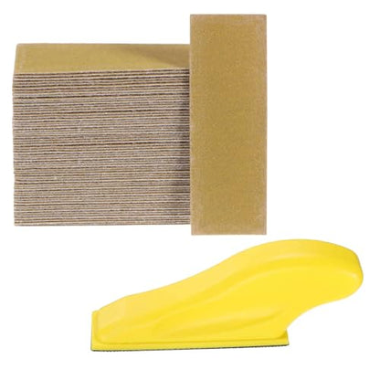 HARFINGTON 70 Pcs Detail Sander Paper 180 Grit 3.5" x 1.2" Micro Hand Sanding Papers Sheets Wet Dry Sandpapers with Sanding Block Tool for Wood Furniture Crafts Woodworking - style: 180 Grit