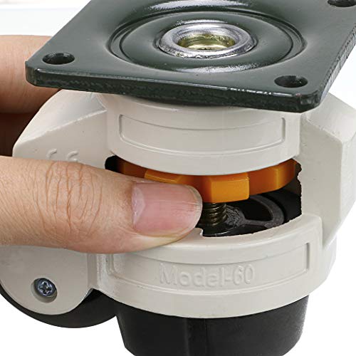 Skelang 4-Pcs Leveling Machine Casters with Nylon Wheel and Rubber Foot, Retractable Workbench Caster, Loading Capacity 2200 Lbs - color: White, size: Medium
