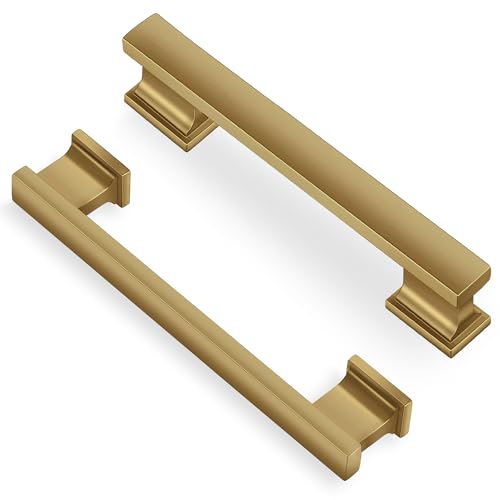 Lardmon 10 Pack 3.75 Inch(96mm) Hole Center Brushed Champagne Bronze Kitchen Cabinet Handles Modern Cabinet Pulls Kitchen Cabinet Hardware Solid Drawer Pulls for Dresser, Tot. Length 4.72 Inch - color: Champagne Bronze, size: 3.75 Inch Hole Center