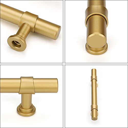Haliwu 10 Pack 3in Gold Cabinet Handles Brushed Brass Drawer Pulls - color: Matte Gold, size: 76mm (3 inch) Hole Center Spacing