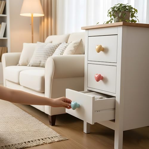 HUAMULAN Ceramic Knobs Heart Shape Cabinet Dresser Pulls Door Handle 15 PCS - color: LS154-Mix-15PCS